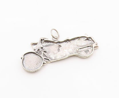 925 Sterling Silver  Vintage Shiny Motorcycle Motif Drop Pendant  PT18332