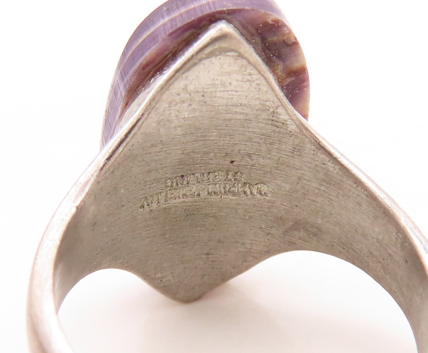 925 Sterling Silver Vintage Ring Designer Oval Gemstone  Sz 5  RG31468
