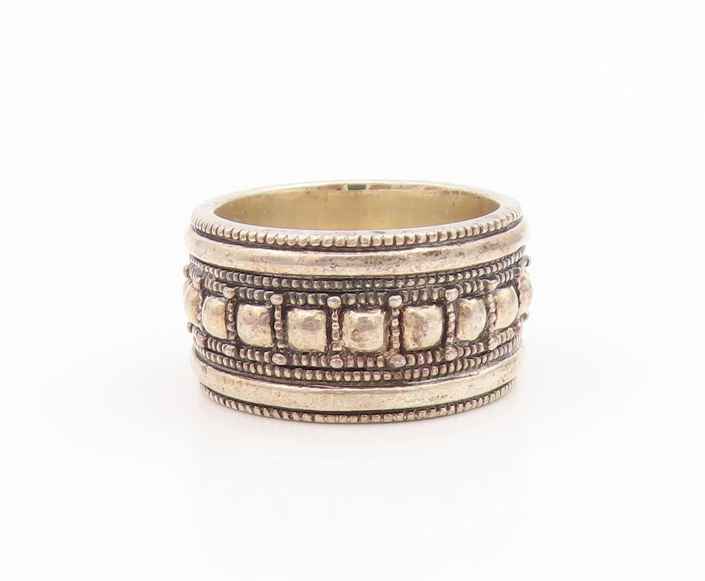 925 Sterling Silver Vintage Ring JUDITH JACK Beaded Rope Band  Sz 6.5  RG34552