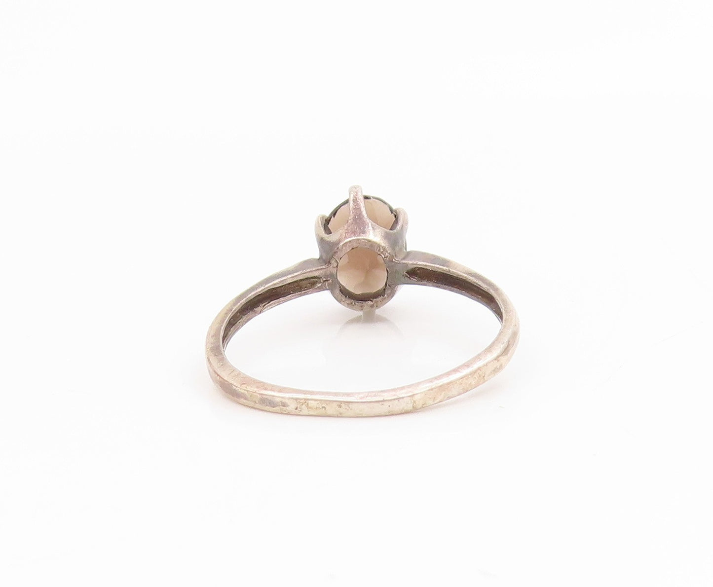 925 Sterling Silver Vintage Ring Smoky Quartz Solitaire Band  Sz 7.5  RG34433