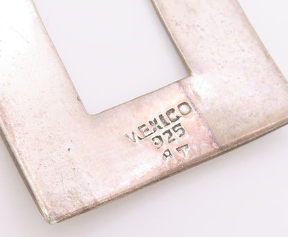 925 Sterling Silver Vintage Pendant ATI MEXICO Modernist Open Rectangle  PT26381