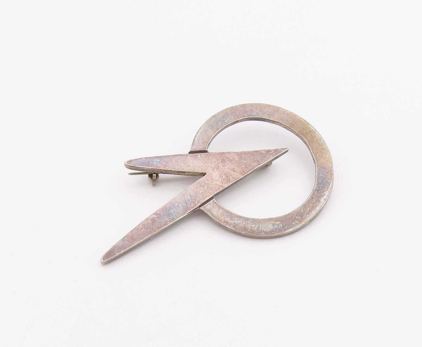 MEXICO 925 Silver  Vintage Open Circle & Pointed Ends Brooch Pin  BP9680