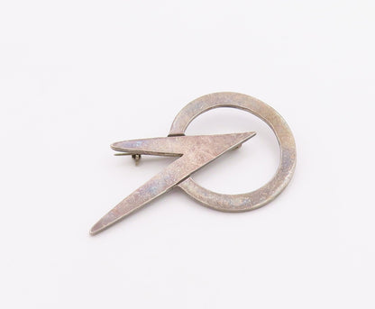 MEXICO 925 Silver  Vintage Open Circle & Pointed Ends Brooch Pin  BP9680