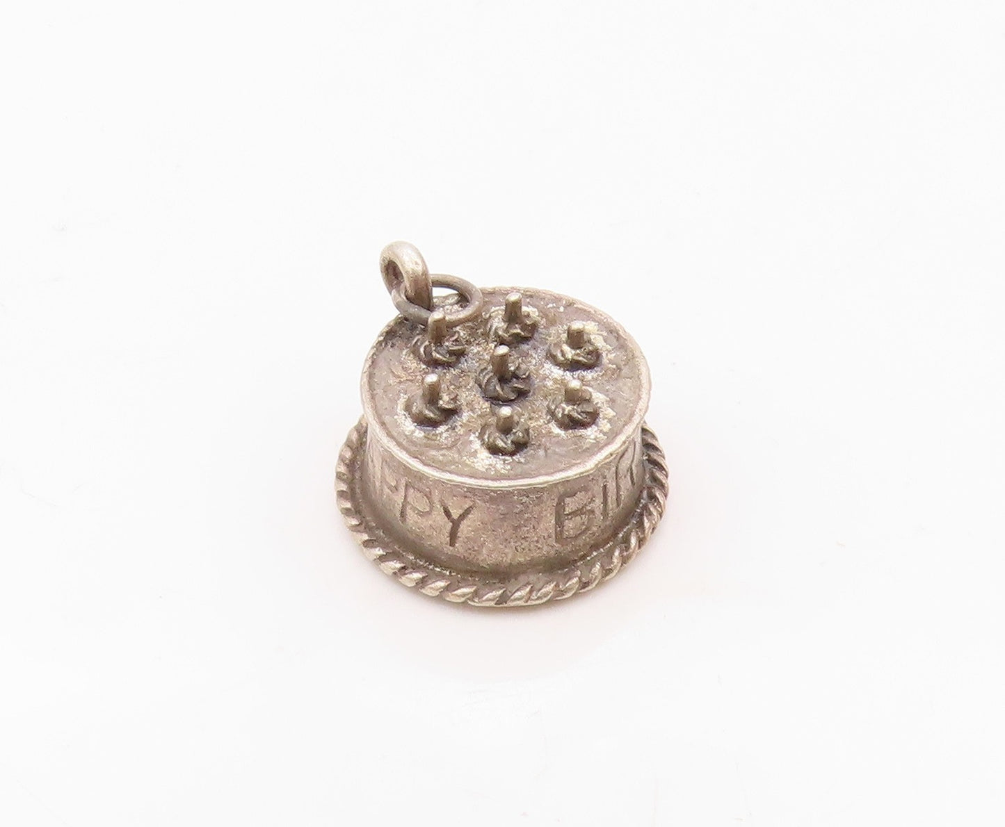 DANECRAFT 925 Sterling Silver  Vintage Happy Birthday Cake Pendant  PT17721