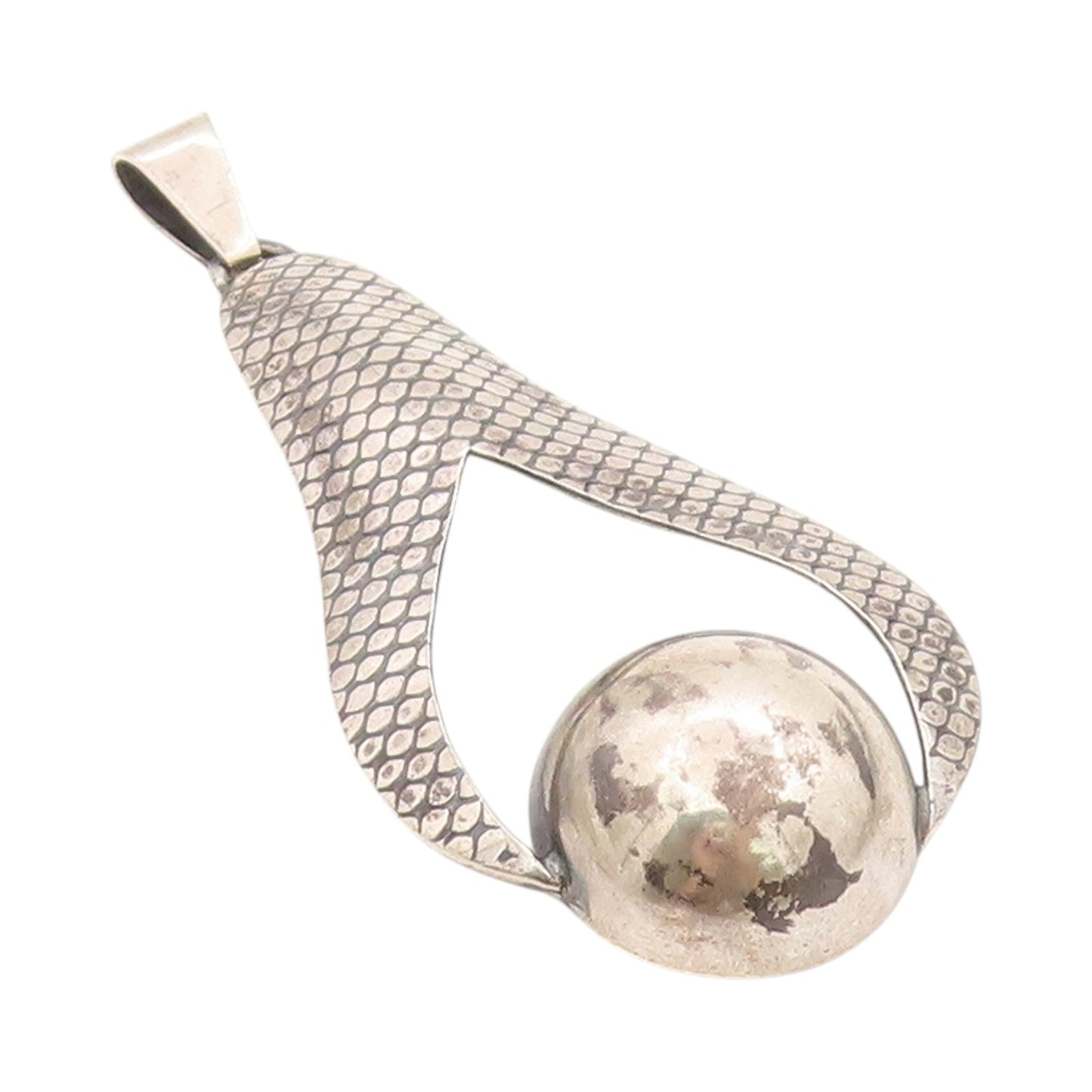 925 Sterling Silver Vintage Pendant POLAND Textured Celestial Globe  PT24903
