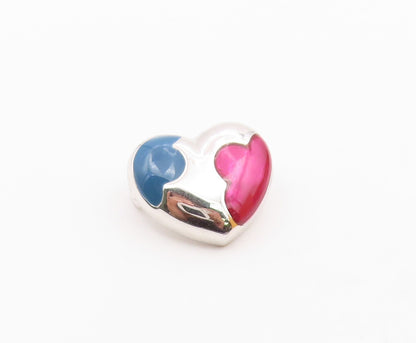 925 Sterling Silver  Vintage Shiny Enamel Love Heart Slide Pendant  PT16716