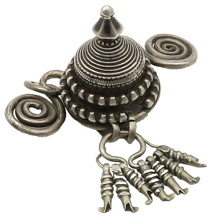925 Sterling Silver  Vintage Modernist Swirl Dark Tone Dome Pendant  PT12623