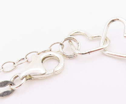 925 Sterling Silver Vintage Necklace Interlocking Open Love Heart Chain  NE4939
