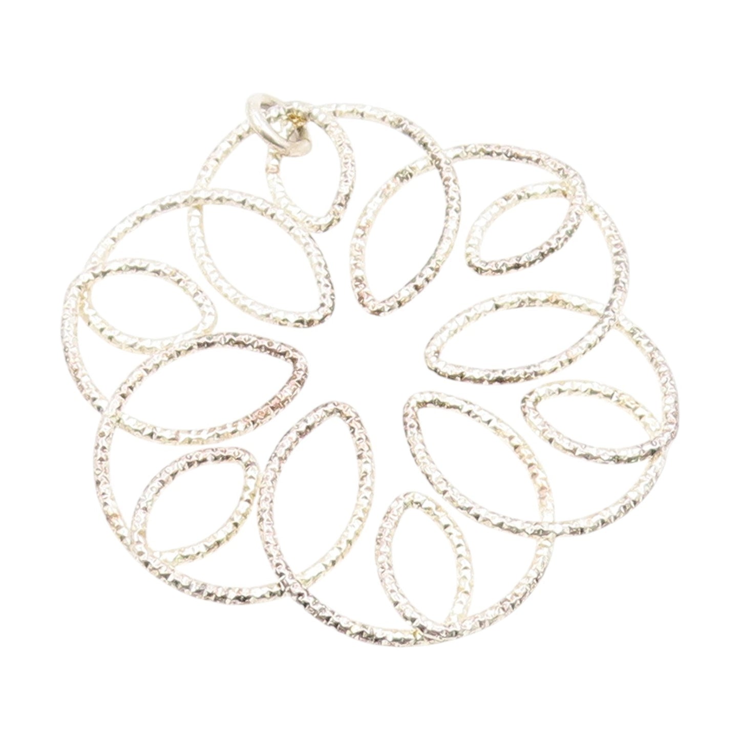 925 Sterling Silver Vintage Pendant Elegant Intertwined Open Floral Loop PT25709