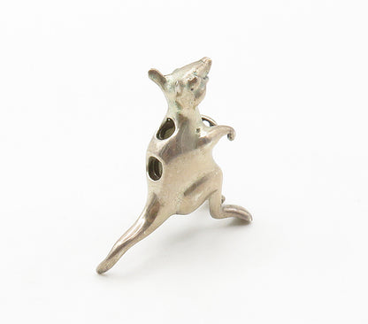 925 Sterling Silver  Vintage Dark Tone Hollow Kangaroo Animal Pendant  PT11773