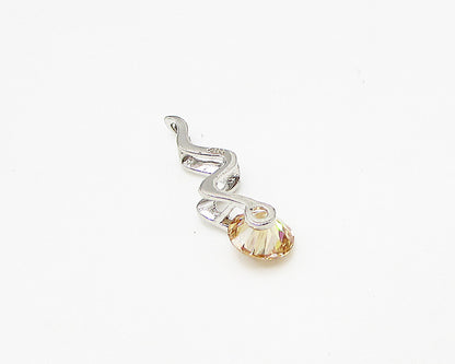 925 Sterling Silver  Cubic Zirconia Wavy Rolling Wheel Slider Pendant  PT2002