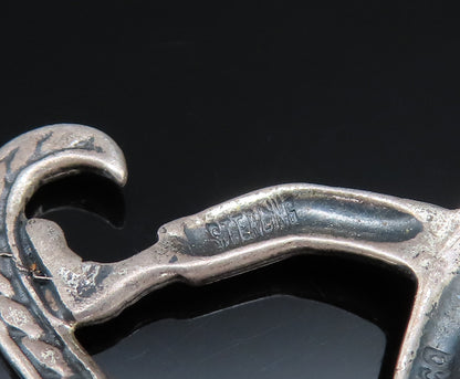 MEXICO 925 Silver  Vintage Men Carrying Bindle Across Desert Brooch Pin BP9749