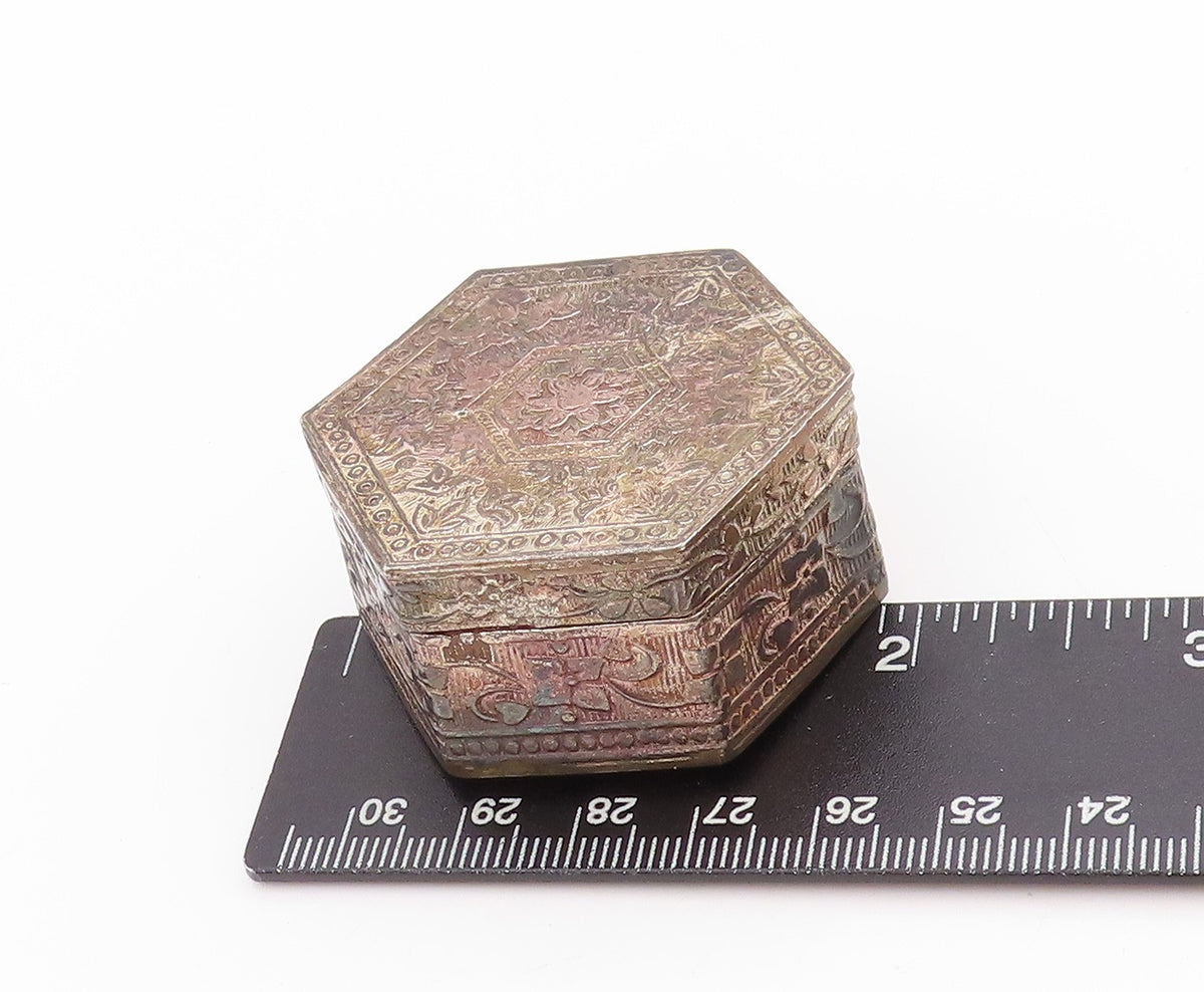 925 Sterling Silver Vintage Jewelry Box Engraved Floral Design OPENS  TR3978
