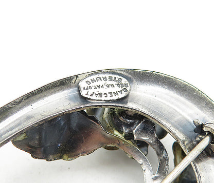 DANECRAFT 925 Sterling Silver  Vintage Sculpted Flowers Brooch Pin  BP1599