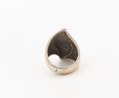925 Sterling Silver  Vintage Large Solid Swirl Etched Eye Ring Sz 7  RG27424