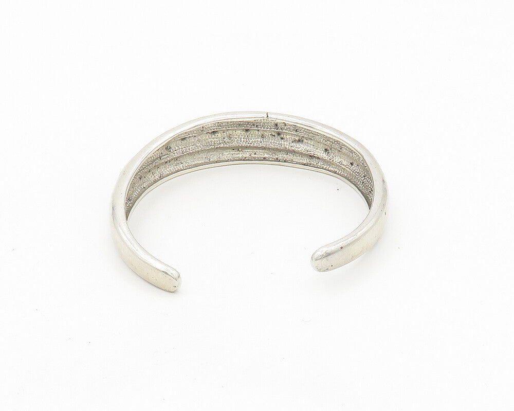 925 Sterling Silver  Vintage Genuine Diamonds Tapered Cuff Bracelet  BT7439