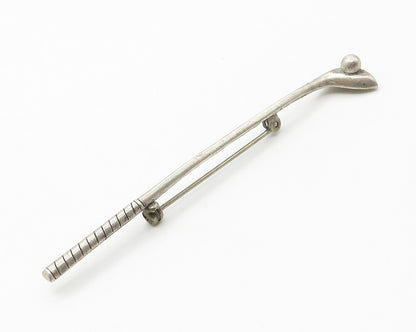 BEAU 925 Sterling Silver  Vintage Golf Club & Ball Sports Brooch Pin  BP5607