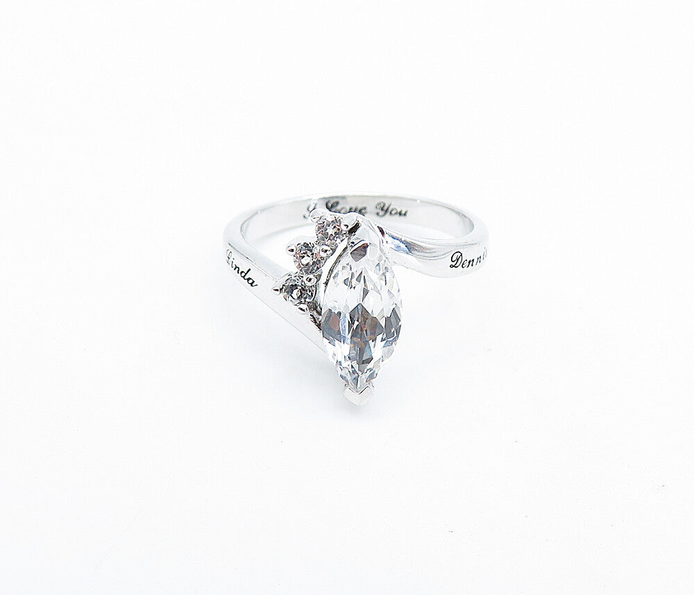 925 Sterling Silver  Cubic Zirconia Linda & Dennis Band Ring Sz 6  RG6071
