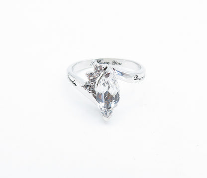 925 Sterling Silver  Cubic Zirconia Linda & Dennis Band Ring Sz 6  RG6071
