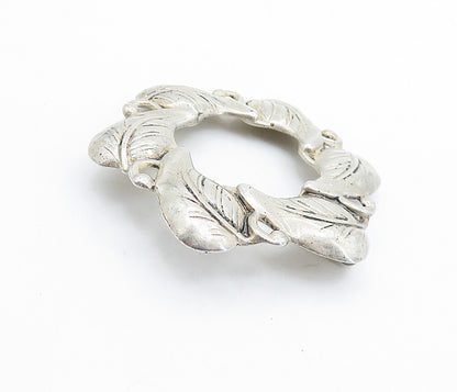 DANECRAFT 925 Sterling Silver  Vintage Floral Leaf Wreath Brooch Pin  BP2433