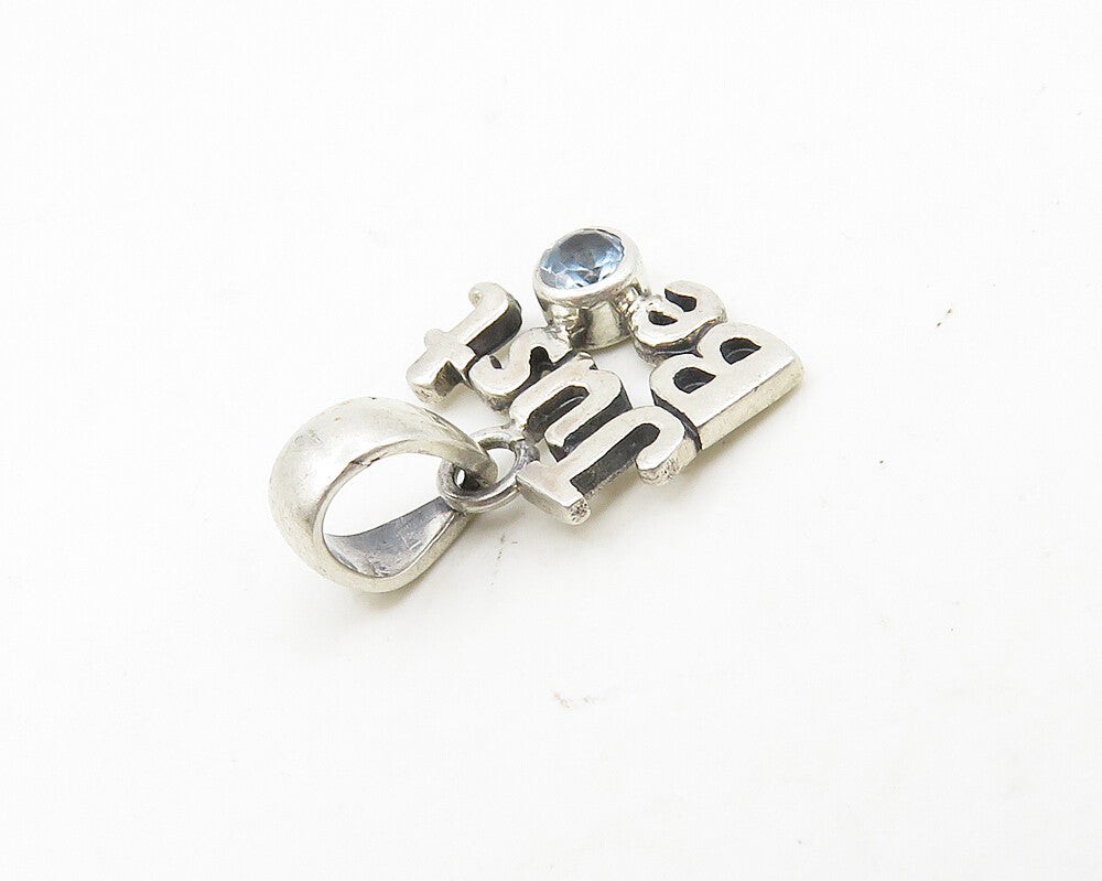 925 Sterling Silver  Vintage Blue Topaz Just Be Petite Drop Pendant  PT14884