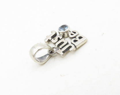 925 Sterling Silver  Vintage Blue Topaz Just Be Petite Drop Pendant  PT14884