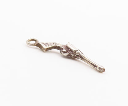 925 Sterling Silver  Vintage Trendy Pistol Gun Charm Pendant  PT20814