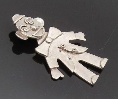 925 Sterling Silver  Vintage Cutout Carved Joker Solid Pendant  PT22233