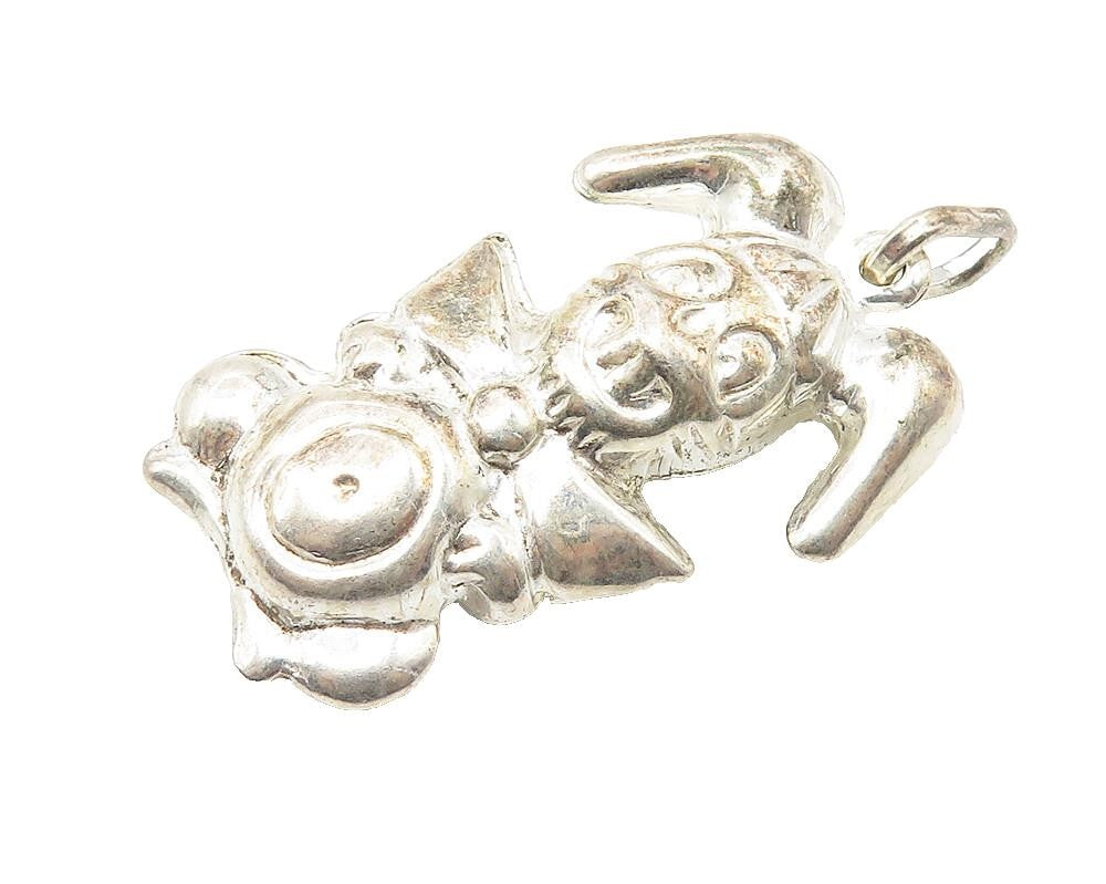 925 Sterling Silver  Vintage Shiny Hollow Bow Tie Bunny Rabbit Pendant  PT8467