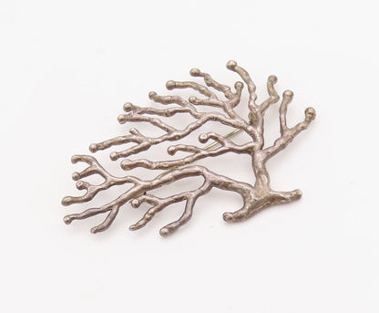 925 Sterling Silver Vintage Brooch Pin Brutalist Cutout Tree Of Life  BP11241