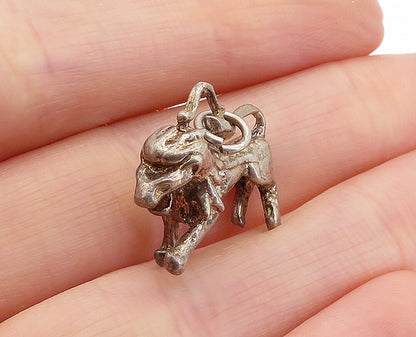 925 Sterling Silver  Vintage Dark Tone Sculpted Lion Motif Pendant  PT3920