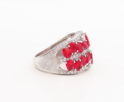 925 Sterling Silver Vintage Ring Marquise Cut 2 Tone CZ  Sz 7  RG29258