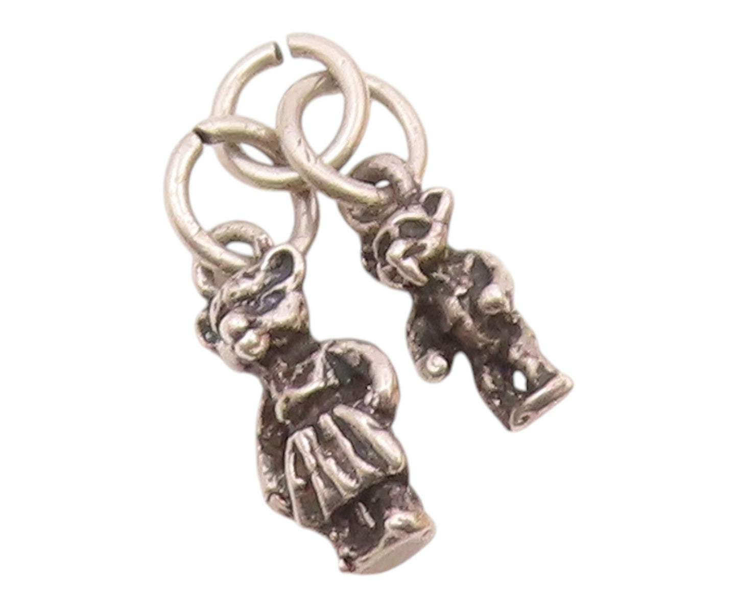 925 Sterling Silver  Vintage Male & Female Bear Charm Pendant  PT21191