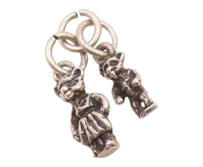925 Sterling Silver  Vintage Male & Female Bear Charm Pendant  PT21191