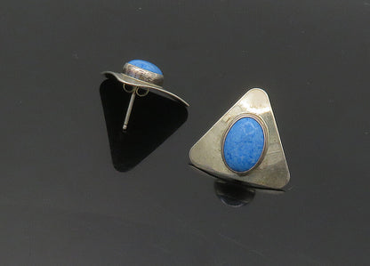VIDAL CHAVEZ ZUNI 925 Silver  Vintage Cabochon Turquoise Drop Earrings  EG9817