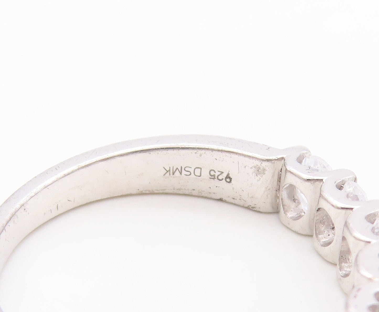 925 Sterling Silver Vintage Ring Minimalist Round Cut CZ Band  Sz 7  RG30883