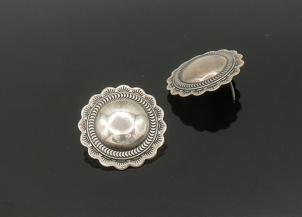 925 Sterling Sterling Silver Vintage Floral Dome Drop Earrings EG10789