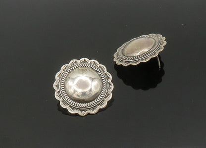 925 Sterling Sterling Silver Vintage Floral Dome Drop Earrings EG10789