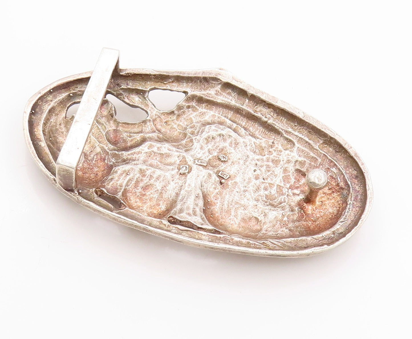 925 Sterling Silver Vintage Belt Buckle Oval God & Devil Fighting Heavy TR3932