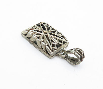 925 Sterling Silver  Vintage Dark Tone Floral Cutout Design Pendant  PT3257