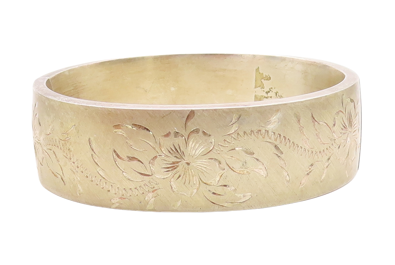 BOJAR 925 Silver  Vintage Shiny Etched Floral Pattern Bangle Bracelet  BT2473