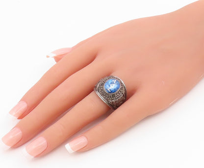 925 Sterling Silver Vintage Ring CZ Fairleigh Dickinson Class  Sz 9.5  RG36800