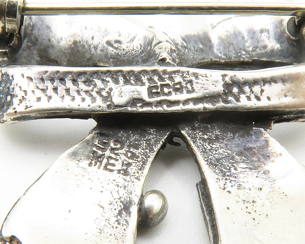 MEXICO 925 Sterling Silver  Vintage Bow Tied Ribbon Motif Brooch Pin  BP5282