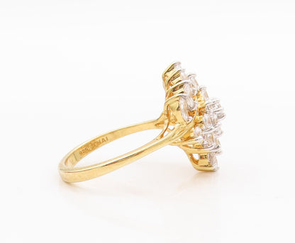 925 Sterling Silver Vintage Ring Gold Plated Marquise & Round CZ  Sz 10  RG28509