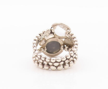 925 Sterling Silver Vintage Ring MICHAEL DAWKINS Drusy Quartz Pearl SZ 7 RG32191
