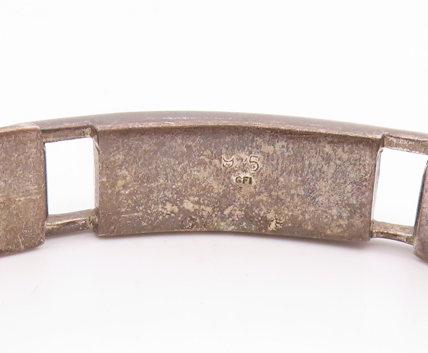 925 Sterling Silver Vintage Bracelet Rectangular Turquoise Inlay Bangle  BT11456