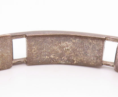 925 Sterling Silver Vintage Bracelet Rectangular Turquoise Inlay Bangle  BT11456