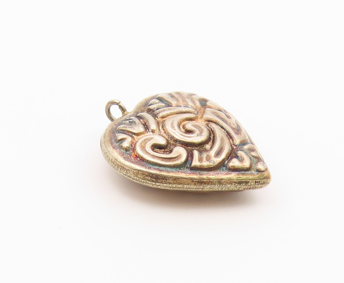 925 Sterling Silver  Vintage Patterned Hollow Love Heart Pendant  PT17661