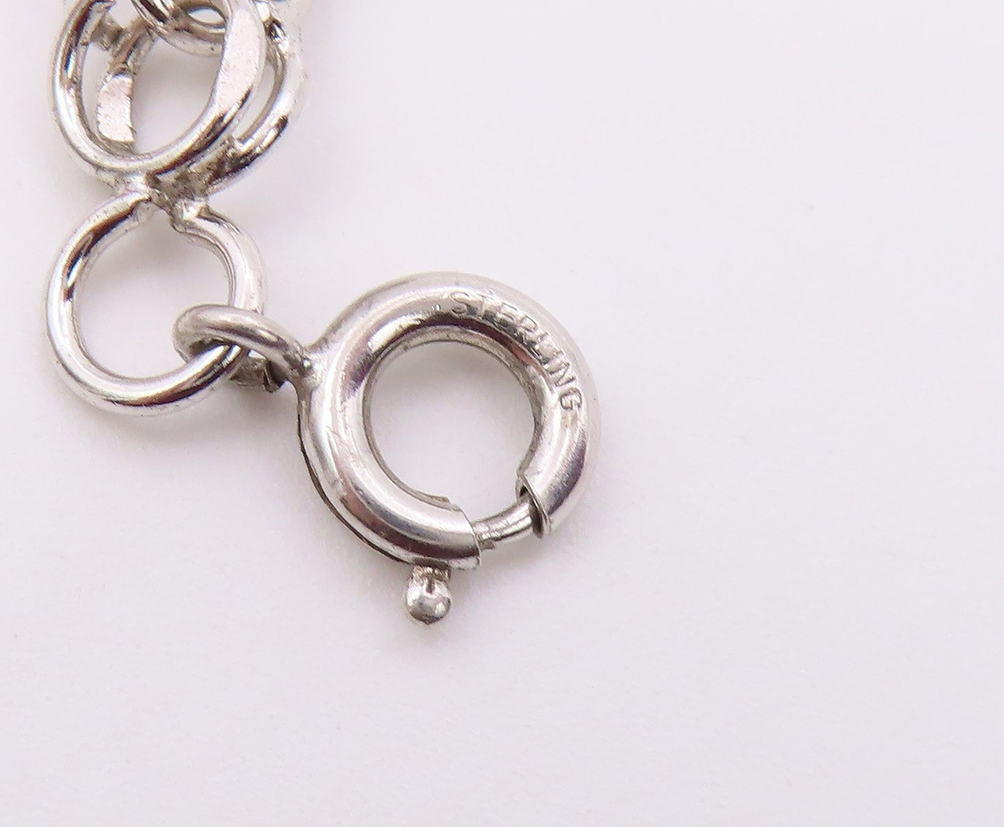 925 Sterling Silver  Vintage P.S. Dupont High Charm Chain Bracelet  BT3787