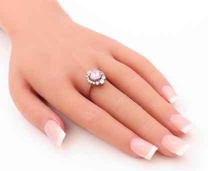 925 Sterling Silver Vintage Ring Rose Gold Plated Pink & White CZ Sz 7 RG30810